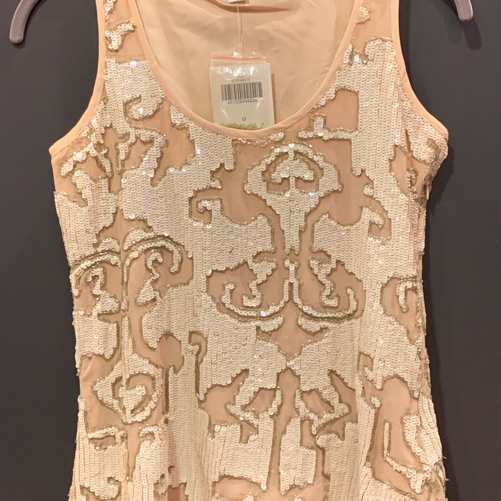 Beautiful damask embellished sequin tank